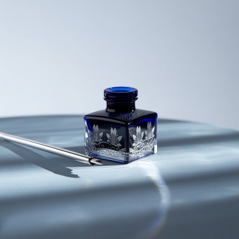 Tintero azul marino siglo XIX