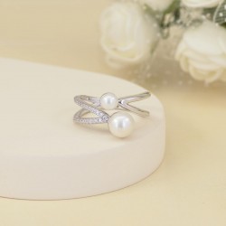 Anillo doble perla