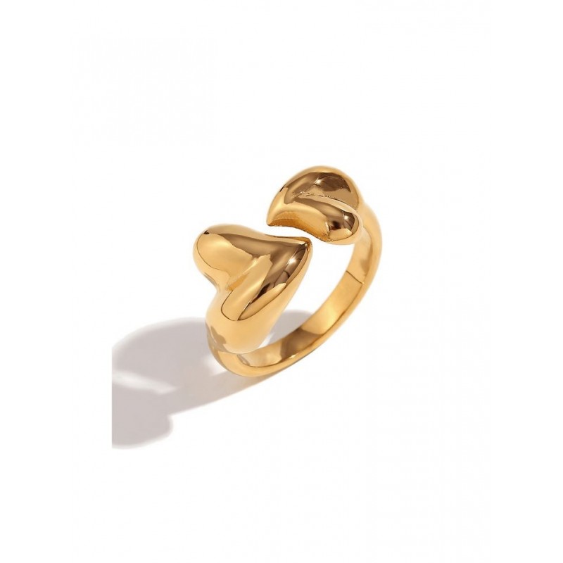 Anillo abierto con doble corazón